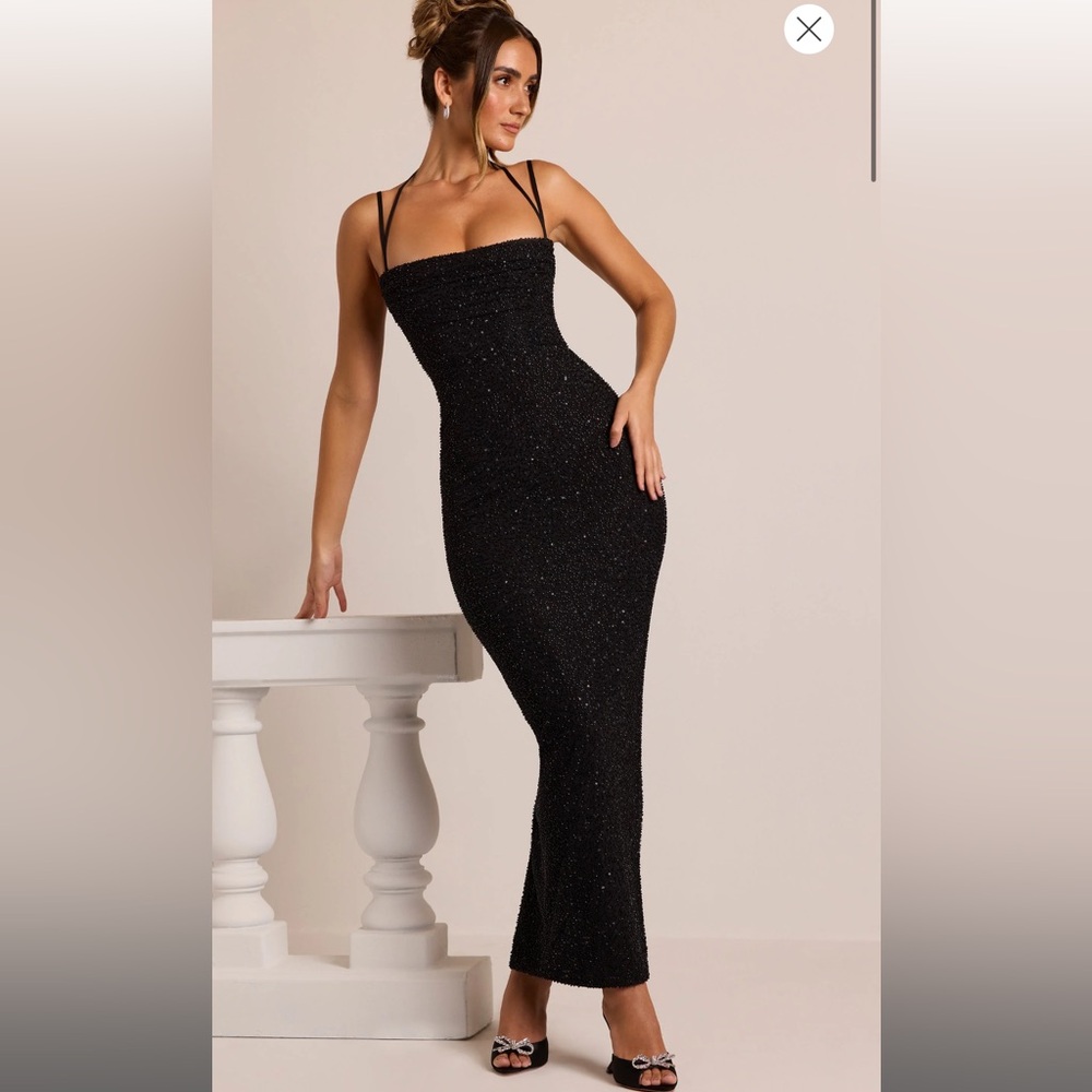 Oh Polly Black Embellished Dress